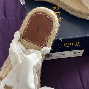 Polo by Ralph Lauren White Knotted Espadrille Slide
